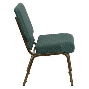 English Elm HERCULES Stacking Church Chair - Durable, Comfortable Seating for Events and Multi-Purpose Spaces Hunter Green Dot Patterned Fabric/Gold Vein Frame FD-CH0221-4-GV-S0808-GG
