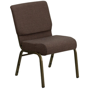 English Elm HERCULES Stacking Church Chair - Durable, Comfortable Seating for Events and Multi-Purpose Spaces Brown Fabric/Gold Vein Frame FD-CH0221-4-GV-S0819-GG