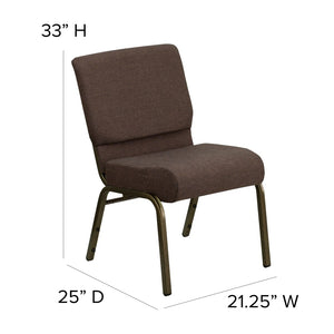 English Elm HERCULES Stacking Church Chair - Durable, Comfortable Seating for Events and Multi-Purpose Spaces Brown Fabric/Gold Vein Frame FD-CH0221-4-GV-S0819-GG