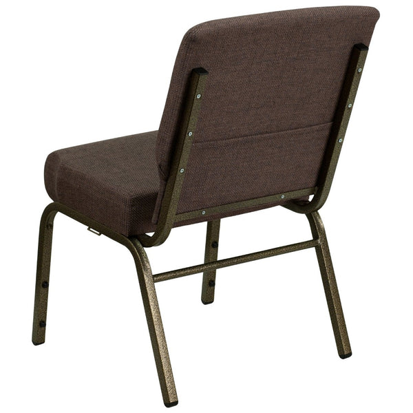 English Elm HERCULES Stacking Church Chair - Durable, Comfortable Seating for Events and Multi-Purpose Spaces Brown Fabric/Gold Vein Frame FD-CH0221-4-GV-S0819-GG