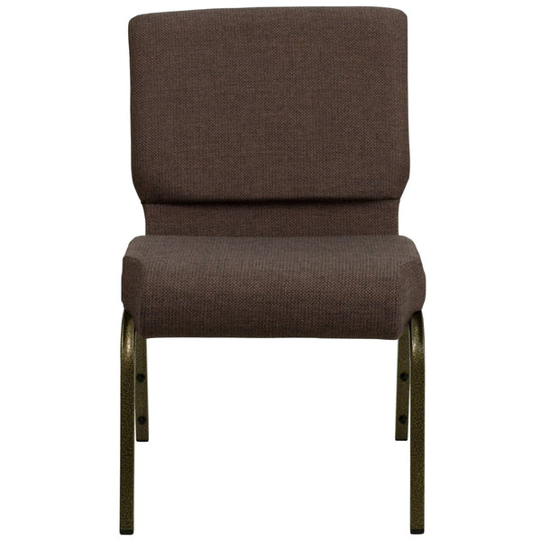 English Elm HERCULES Stacking Church Chair - Durable, Comfortable Seating for Events and Multi-Purpose Spaces Brown Fabric/Gold Vein Frame FD-CH0221-4-GV-S0819-GG