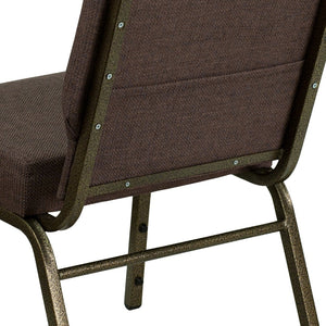 English Elm HERCULES Stacking Church Chair - Durable, Comfortable Seating for Events and Multi-Purpose Spaces Brown Fabric/Gold Vein Frame FD-CH0221-4-GV-S0819-GG