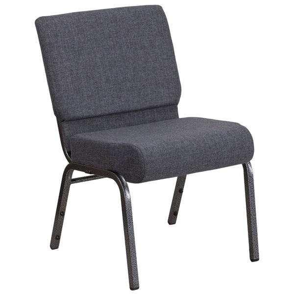 English Elm HERCULES Stacking Church Chair - Durable, Comfortable Seating for Events and Multi-Purpose Spaces Dark Gray Fabric/Silver Vein Frame FD-CH0221-4-SV-DKGY-GG