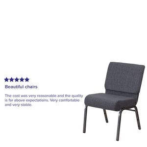 English Elm HERCULES Stacking Church Chair - Durable, Comfortable Seating for Events and Multi-Purpose Spaces Dark Gray Fabric/Silver Vein Frame FD-CH0221-4-SV-DKGY-GG