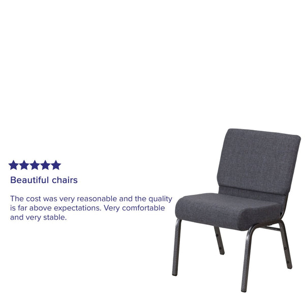 English Elm HERCULES Stacking Church Chair - Durable, Comfortable Seating for Events and Multi-Purpose Spaces Dark Gray Fabric/Silver Vein Frame FD-CH0221-4-SV-DKGY-GG