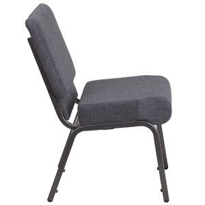 English Elm HERCULES Stacking Church Chair - Durable, Comfortable Seating for Events and Multi-Purpose Spaces Dark Gray Fabric/Silver Vein Frame FD-CH0221-4-SV-DKGY-GG