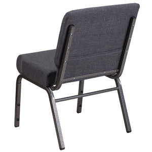 English Elm HERCULES Stacking Church Chair - Durable, Comfortable Seating for Events and Multi-Purpose Spaces Dark Gray Fabric/Silver Vein Frame FD-CH0221-4-SV-DKGY-GG