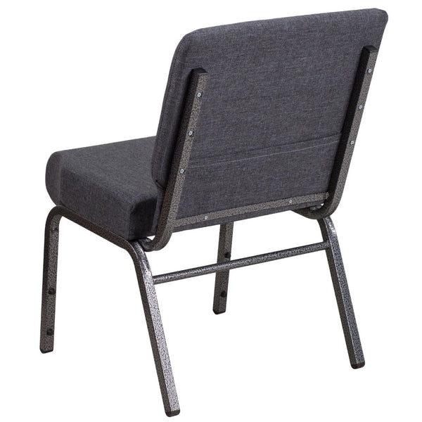 English Elm HERCULES Stacking Church Chair - Durable, Comfortable Seating for Events and Multi-Purpose Spaces Dark Gray Fabric/Silver Vein Frame FD-CH0221-4-SV-DKGY-GG