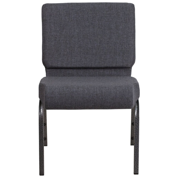 English Elm HERCULES Stacking Church Chair - Durable, Comfortable Seating for Events and Multi-Purpose Spaces Dark Gray Fabric/Silver Vein Frame FD-CH0221-4-SV-DKGY-GG