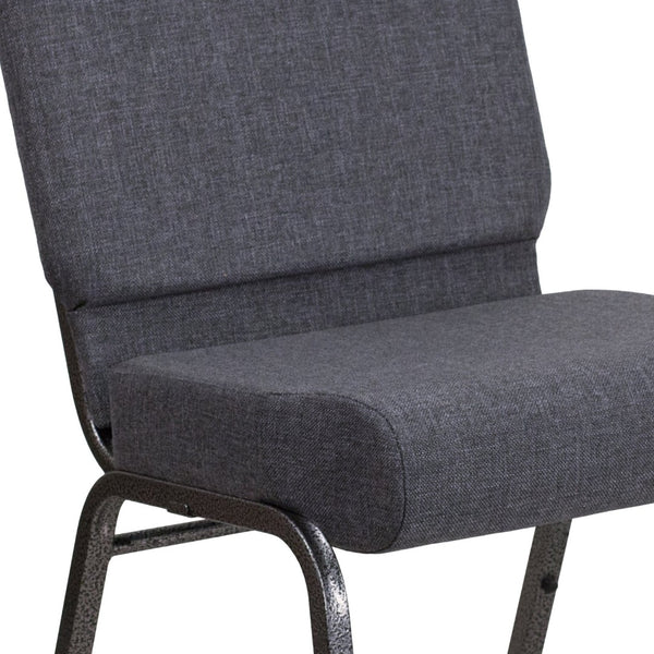 English Elm HERCULES Stacking Church Chair - Durable, Comfortable Seating for Events and Multi-Purpose Spaces Dark Gray Fabric/Silver Vein Frame FD-CH0221-4-SV-DKGY-GG