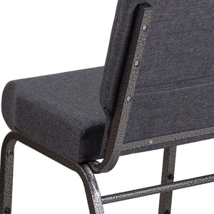 English Elm HERCULES Stacking Church Chair - Durable, Comfortable Seating for Events and Multi-Purpose Spaces Dark Gray Fabric/Silver Vein Frame FD-CH0221-4-SV-DKGY-GG