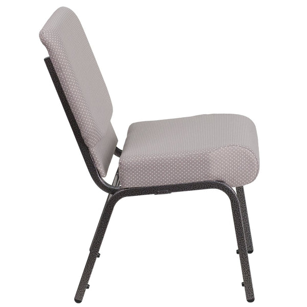 English Elm HERCULES Stacking Church Chair - Durable, Comfortable Seating for Events and Multi-Purpose Spaces Gray Dot Fabric/Silver Vein Frame FD-CH0221-4-SV-GYDOT-GG