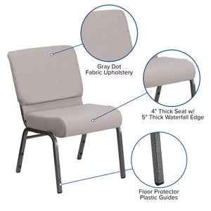 English Elm HERCULES Stacking Church Chair - Durable, Comfortable Seating for Events and Multi-Purpose Spaces Gray Dot Fabric/Silver Vein Frame FD-CH0221-4-SV-GYDOT-GG