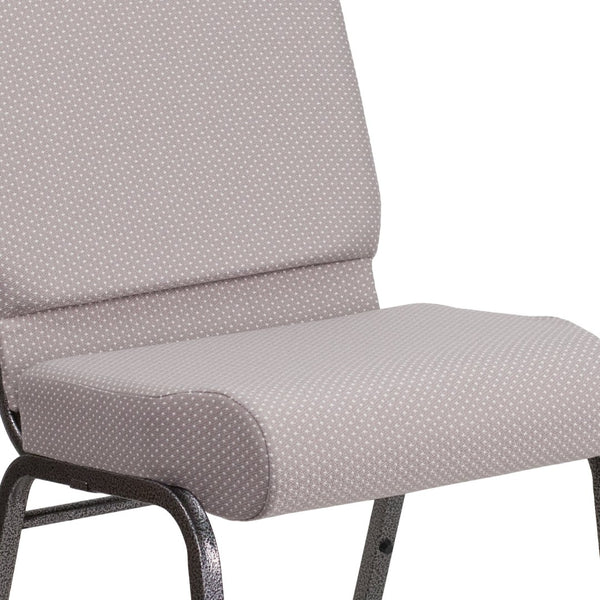 English Elm HERCULES Stacking Church Chair - Durable, Comfortable Seating for Events and Multi-Purpose Spaces Gray Dot Fabric/Silver Vein Frame FD-CH0221-4-SV-GYDOT-GG