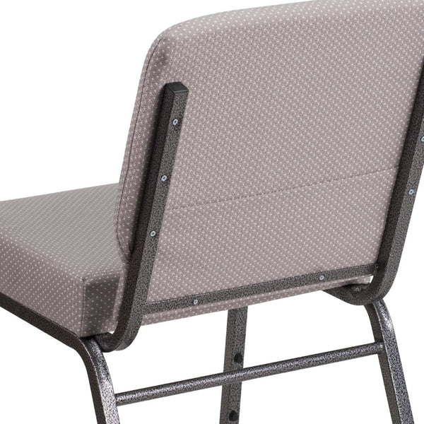 English Elm HERCULES Stacking Church Chair - Durable, Comfortable Seating for Events and Multi-Purpose Spaces Gray Dot Fabric/Silver Vein Frame FD-CH0221-4-SV-GYDOT-GG