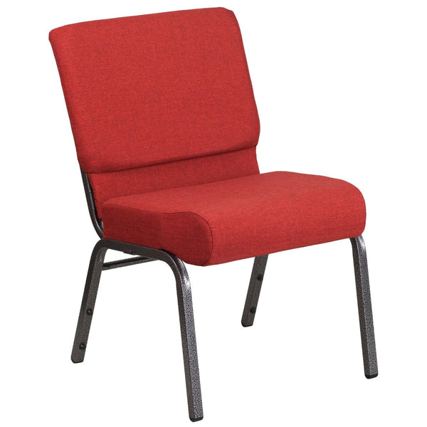 English Elm HERCULES Stacking Church Chair - Durable, Comfortable Seating for Events and Multi-Purpose Spaces Crimson Fabric/Silver Vein Frame FD-CH0221-4-SV-RED-GG