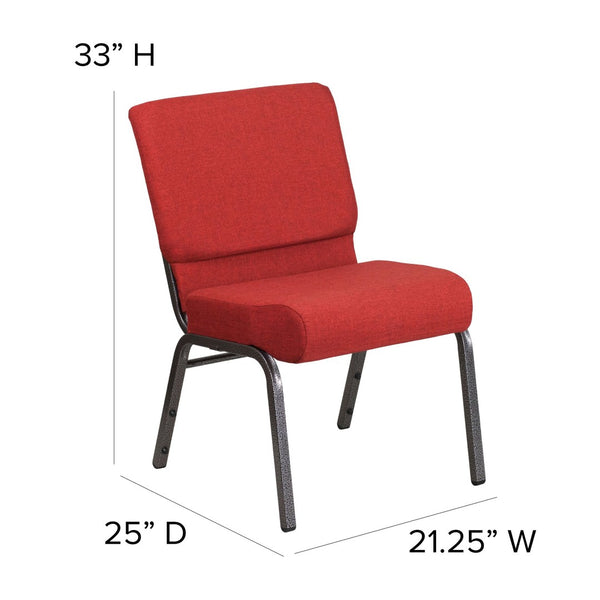 English Elm HERCULES Stacking Church Chair - Durable, Comfortable Seating for Events and Multi-Purpose Spaces Crimson Fabric/Silver Vein Frame FD-CH0221-4-SV-RED-GG