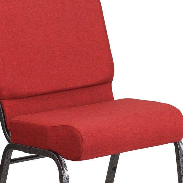 English Elm HERCULES Stacking Church Chair - Durable, Comfortable Seating for Events and Multi-Purpose Spaces Crimson Fabric/Silver Vein Frame FD-CH0221-4-SV-RED-GG