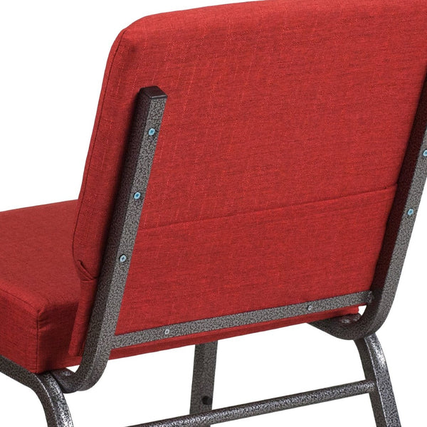 English Elm HERCULES Stacking Church Chair - Durable, Comfortable Seating for Events and Multi-Purpose Spaces Crimson Fabric/Silver Vein Frame FD-CH0221-4-SV-RED-GG