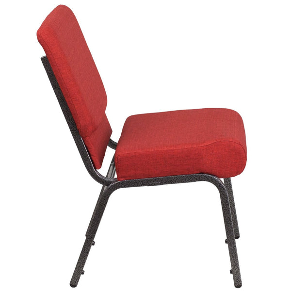English Elm HERCULES Stacking Church Chair - Durable, Comfortable Seating for Events and Multi-Purpose Spaces Crimson Fabric/Silver Vein Frame FD-CH0221-4-SV-RED-GG