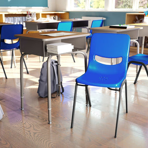 English Elm HERCULES Student Desk and Ergonomic Flex Comfort Chair Set for Organized Learning and Comfort Walnut Top/Navy Chair FD-DESK-GWA-SCH3NB-GG