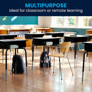 English Elm Billie Student Desk - Durable Workspace with Open Metal Book Box for Classroom and Home Learning Gray Top/Black Frame FD-DESK-GY-GG