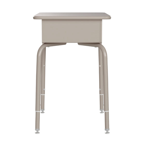 English Elm Billie Student Desk - Durable Workspace with Open Metal Book Box for Classroom and Home Learning Gray Granite Top/Silver Frame FD-DESK-GY-GY-GG