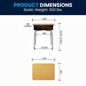 English Elm Billie Student Desk - Durable Workspace with Open Metal Book Box for Classroom and Home Learning Maple Top/Silver Frame FD-DESK-GY-MPL-GG