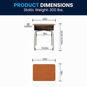 English Elm Billie Student Desk - Durable Workspace with Open Metal Book Box for Classroom and Home Learning Walnut Top/Silver Frame FD-DESK-GY-WAL-GG