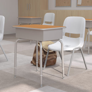 English Elm Billie Student Desk - Durable Workspace with Open Metal Book Box for Classroom and Home Learning Walnut Top/Silver Frame FD-DESK-GY-WAL-GG