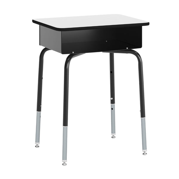 English Elm HERCULES Student Desk and Ergonomic Flex Comfort Chair Set for Organized Learning and Comfort Gray Top/Navy Chair FD-DESK-GYB-SCH3NB-GG