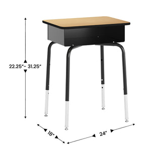English Elm HERCULES Student Desk and Ergonomic Flex Comfort Chair Set for Organized Learning and Comfort Natural Top/Black Chair FD-DESK-NAB-SCH3BB-GG