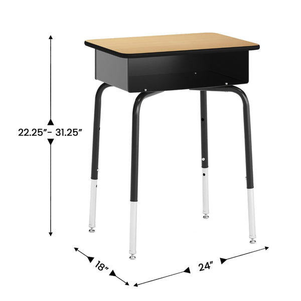 English Elm HERCULES Student Desk and Ergonomic Flex Comfort Chair Set for Organized Learning and Comfort Natural Top/Black Chair FD-DESK-NAB-SCH3BB-GG