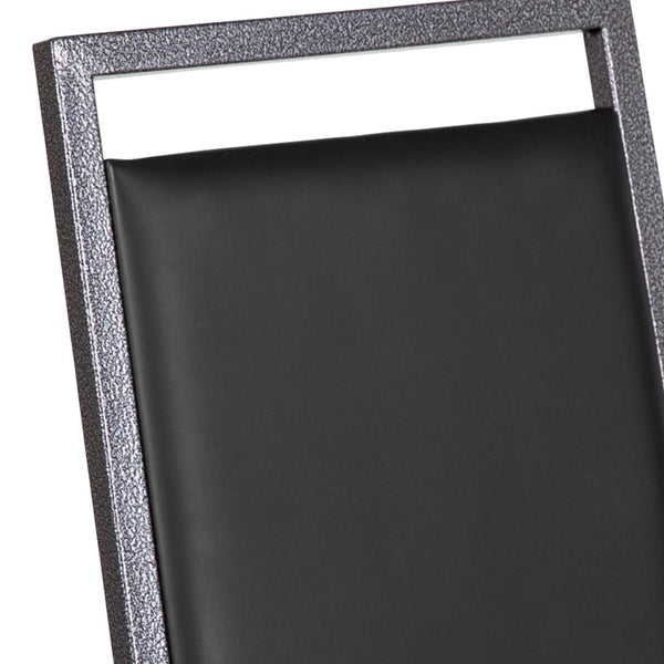 English Elm HERCULES Series Stacking Banquet Chair - Durable, Comfortable, and Space-Saving for Events Black Vinyl/Silver Vein Frame FD-LUX-SIL-BK-V-GG