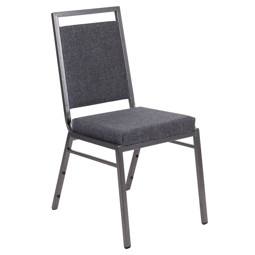 English Elm HERCULES Series Stacking Banquet Chair - Durable, Comfortable, and Space-Saving for Events Dark Gray Fabric/Silver Vein Frame FD-LUX-SIL-DKGY-GG
