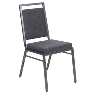 English Elm HERCULES Series Stacking Banquet Chair - Durable, Comfortable, and Space-Saving for Events Dark Gray Fabric/Silver Vein Frame FD-LUX-SIL-DKGY-GG