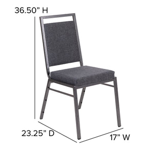 English Elm HERCULES Series Stacking Banquet Chair - Durable, Comfortable, and Space-Saving for Events Dark Gray Fabric/Silver Vein Frame FD-LUX-SIL-DKGY-GG