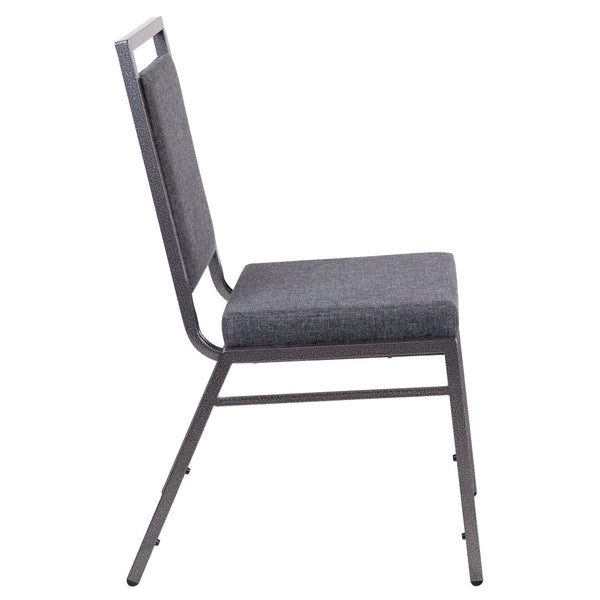 English Elm HERCULES Series Stacking Banquet Chair - Durable, Comfortable, and Space-Saving for Events Dark Gray Fabric/Silver Vein Frame FD-LUX-SIL-DKGY-GG