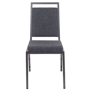 English Elm HERCULES Series Stacking Banquet Chair - Durable, Comfortable, and Space-Saving for Events Dark Gray Fabric/Silver Vein Frame FD-LUX-SIL-DKGY-GG