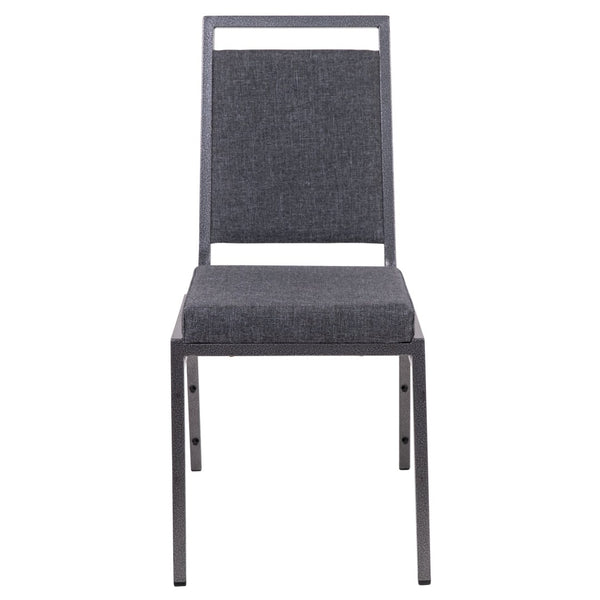 English Elm HERCULES Series Stacking Banquet Chair - Durable, Comfortable, and Space-Saving for Events Dark Gray Fabric/Silver Vein Frame FD-LUX-SIL-DKGY-GG