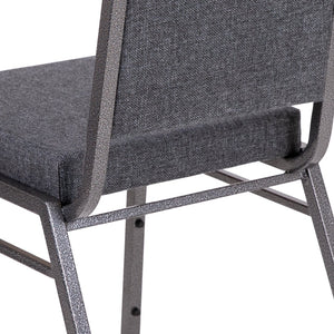English Elm HERCULES Series Stacking Banquet Chair - Durable, Comfortable, and Space-Saving for Events Dark Gray Fabric/Silver Vein Frame FD-LUX-SIL-DKGY-GG