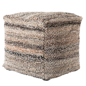 Jaipur Living Jaipur Living Striped Cube Pouf Looped Yarn Indoor Outdoor Neutral Boho Seating POF100455