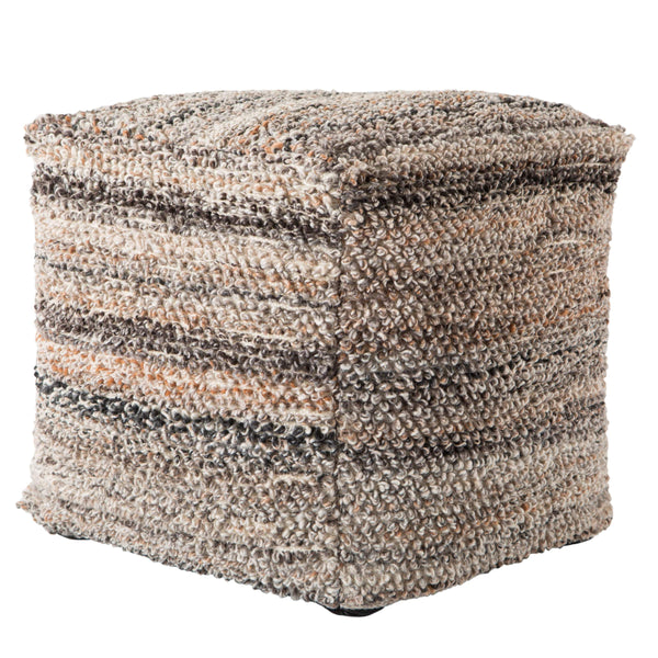 Jaipur Living Jaipur Living Striped Cube Pouf Looped Yarn Indoor Outdoor Neutral Boho Seating POF100455