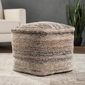 Jaipur Living Jaipur Living Striped Cube Pouf Looped Yarn Indoor Outdoor Neutral Boho Seating POF100455