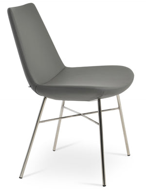 Soho Concept Eiffel Cross Chair Dining Chair - Premium Leatherette, 2-year Guarantee, Stylish Comfort & Durability Grey  Soho-concept-dining-chair-03679