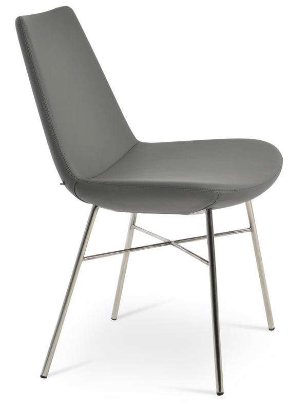 Soho Concept Eiffel Cross Chair Dining Chair - Premium Leatherette, 2-year Guarantee, Stylish Comfort & Durability Grey  Soho-concept-dining-chair-03679
