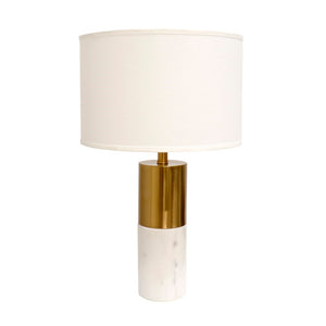 Pasargad Home Rhoda Marble White/Gold Table Lamp - Elegant Design Perfect For Any Space, H25" White Marble Pmt-29011