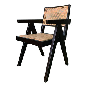Moe's Home Takashi Chair - Elegant Mid-century Design Set Of 2, Solid Elm & Natural Rattan For Timeless Style Brown Solid Elm,Rattan Seat And Back Fg-1022-20