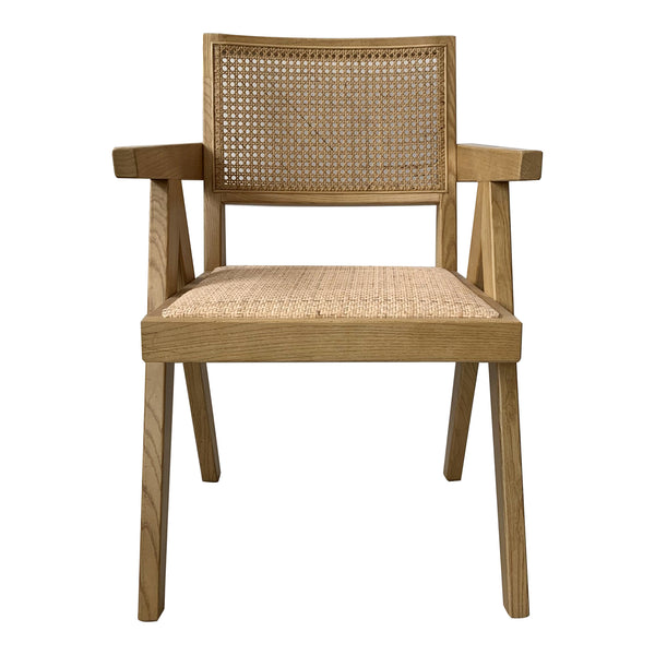 Moe's Home Takashi Chair Set Of 2 - Timeless Mid-century Design With Solid Elm Frame And Rattan Accents Natural Solid Elm Wood,Rattan Seat And Back Fg-1022-24