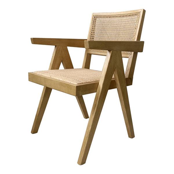 Moe's Home Takashi Chair Set Of 2 - Timeless Mid-century Design With Solid Elm Frame And Rattan Accents Natural Solid Elm Wood,Rattan Seat And Back Fg-1022-24